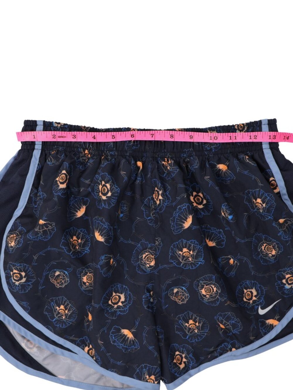 Nike Dri-FIT Floral Running Shorts Navy Blue Athletic Women's Size M - Picture 4 of 8